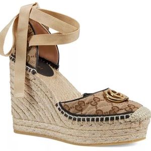 BNWT!!  Gucci Canvas Espadrille Wedges